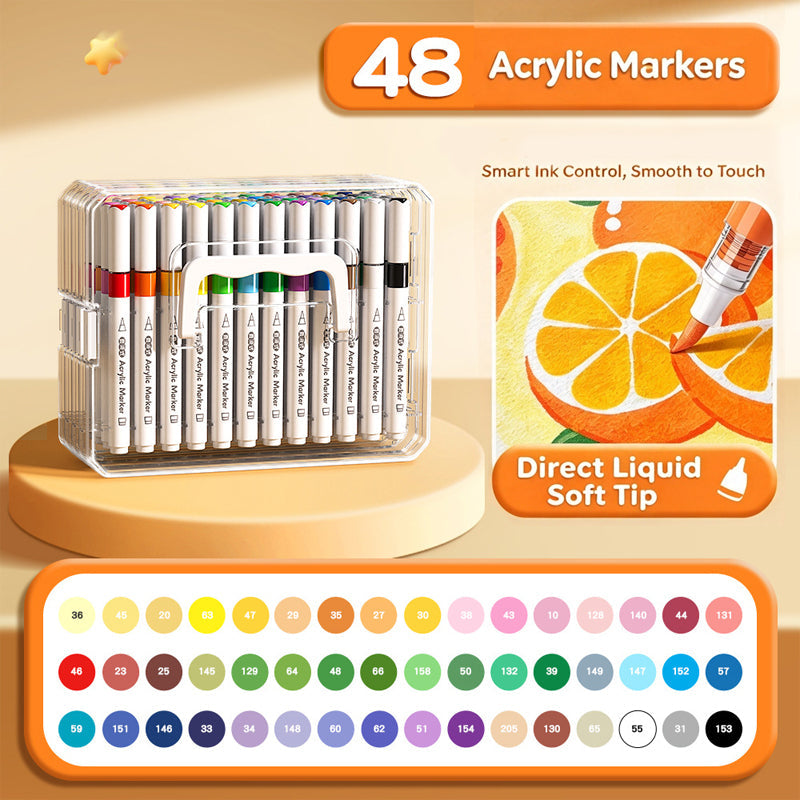 🥳2026 HOT SALE🥳💞50K+ SOLD! 🎨✨ 50% OFF! Soft Brush Tip Acrylic Markers – smooth ink flow, vibrant colors & dual-line control. Works on glass, plastic & cardstock. Ideal for crafts! 🛡️✅