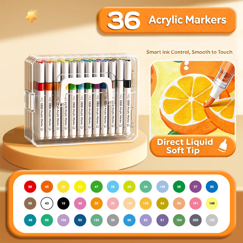 🥳2026 HOT SALE🥳💞50K+ SOLD! 🎨✨ 50% OFF! Soft Brush Tip Acrylic Markers – smooth ink flow, vibrant colors & dual-line control. Works on glass, plastic & cardstock. Ideal for crafts! 🛡️✅
