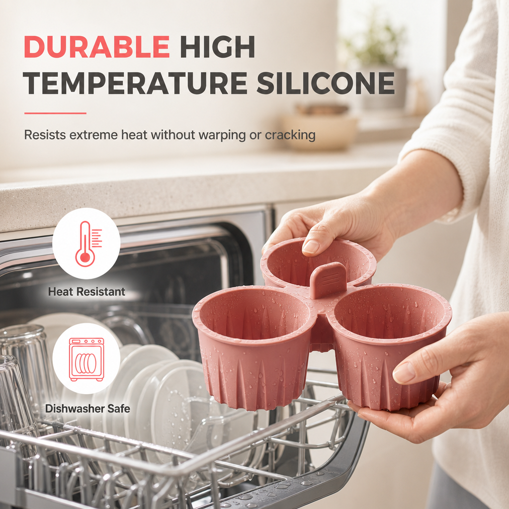 🥳2026 HOT SALE🥳💞50K+ SOLD! 🍳🥚 50% OFF! 3-Cavity Silicone Air Fryer Egg Mold – non-stick, food-grade, lift tab. Cook 3 eggs at once in air fryer, oven or steamer! 🛡️✅