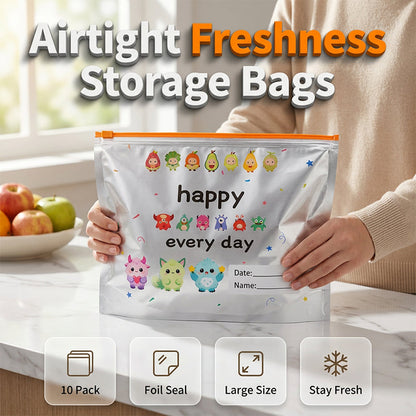 🥳2026 HOT SALE🥳💞50K+ SOLD! 🥡✨ 50% OFF! Reusable Aluminium Foil Storage Bags (10 Pcs) – airtight zip seal, freezer-safe, write-on label & stand-up base. Keep food fresh longer! 🧊💚