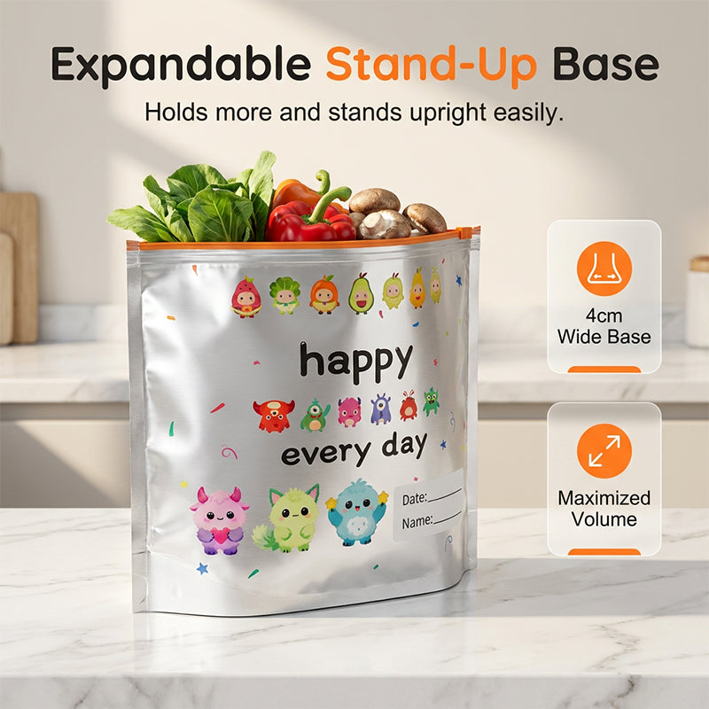 🥳2026 HOT SALE🥳💞50K+ SOLD! 🥡✨ 50% OFF! Reusable Aluminium Foil Storage Bags (10 Pcs) – airtight zip seal, freezer-safe, write-on label & stand-up base. Keep food fresh longer! 🧊💚