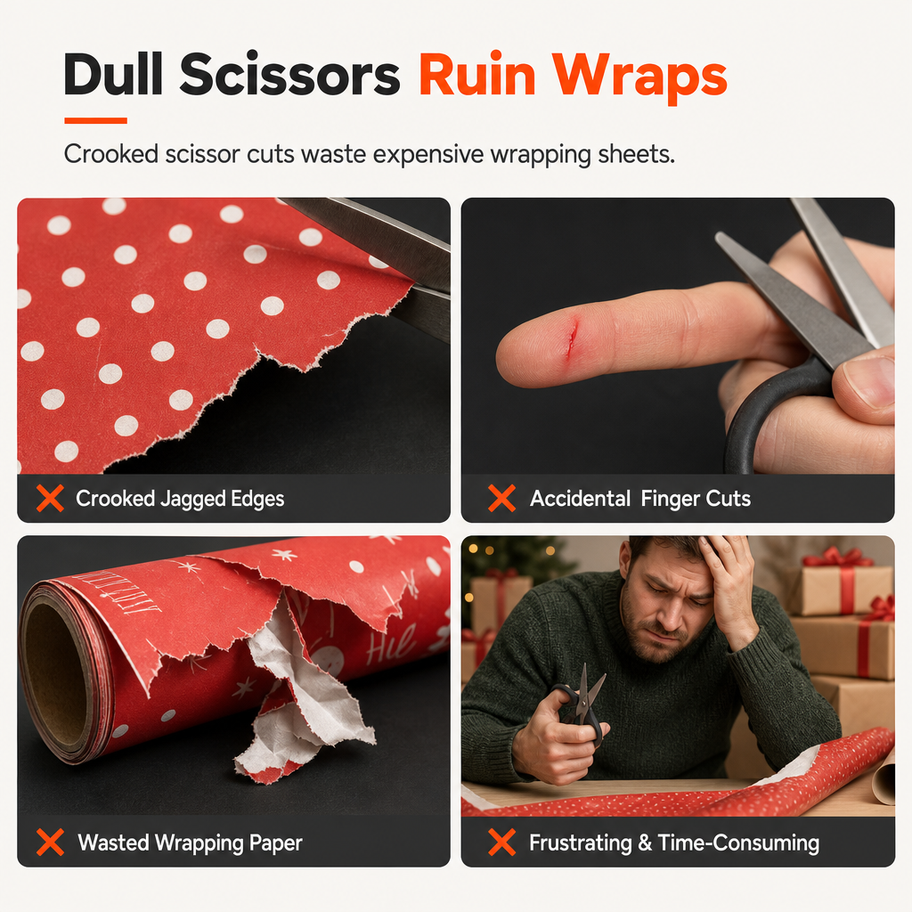 🥳2026 HOT SALE🥳💞50K+ SOLD! 🎁✂️ 50% OFF! Portable Wrapping Paper Cutter – built-in blade slides smooth & straight, no jagged edges. Compact 12cm, safe & easy! 🛡️✅