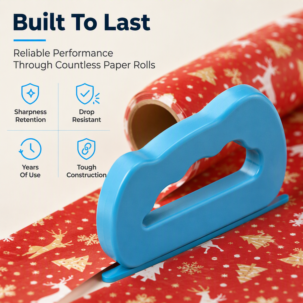 🥳2026 HOT SALE🥳💞50K+ SOLD! 🎁✂️ 50% OFF! Portable Wrapping Paper Cutter – built-in blade slides smooth & straight, no jagged edges. Compact 12cm, safe & easy! 🛡️✅