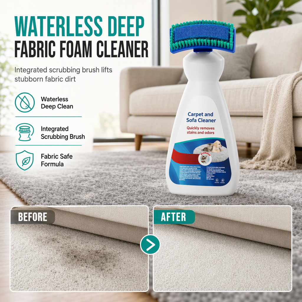 🥳2026 HOT SALE🥳💞50K+ SOLD! 🧽🛋️ 50% OFF! Waterless Fabric and Carpet Cleaner – no-rinse foam deep cleans rugs & sofas, removes stains & odours. Dual-action brush, just squeeze, scrub & wipe! ✨✅