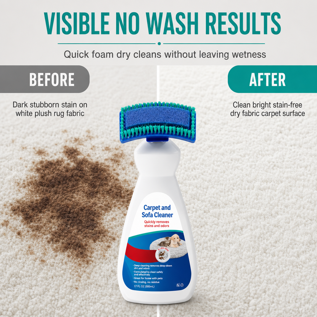 🥳2026 HOT SALE🥳💞50K+ SOLD! 🧽🛋️ 50% OFF! Waterless Fabric and Carpet Cleaner – no-rinse foam deep cleans rugs & sofas, removes stains & odours. Dual-action brush, just squeeze, scrub & wipe! ✨✅