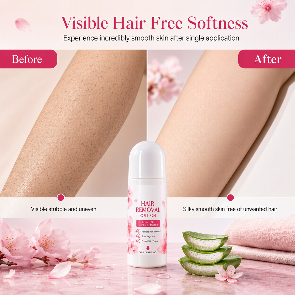 🥳2026 HOT SALE🥳💞50K+ SOLD! 🍒✨ 50% OFF! Gentle Roll-On Body Hair Removal – soothing cherry blossom, precise rollerball, gentle on sensitive skin. Smooth & painless! 🛡️💚