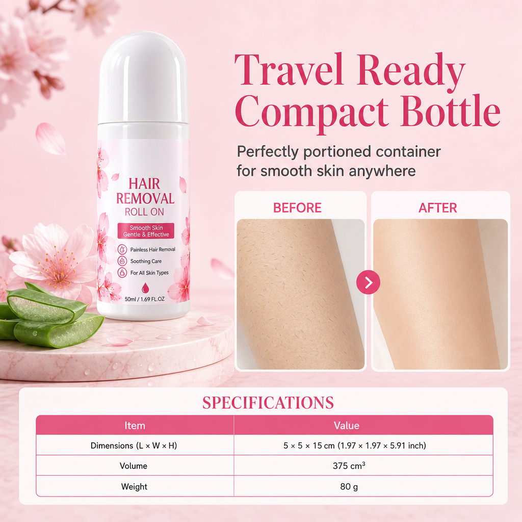 🥳2026 HOT SALE🥳💞50K+ SOLD! 🍒✨ 50% OFF! Gentle Roll-On Body Hair Removal – soothing cherry blossom, precise rollerball, gentle on sensitive skin. Smooth & painless! 🛡️💚