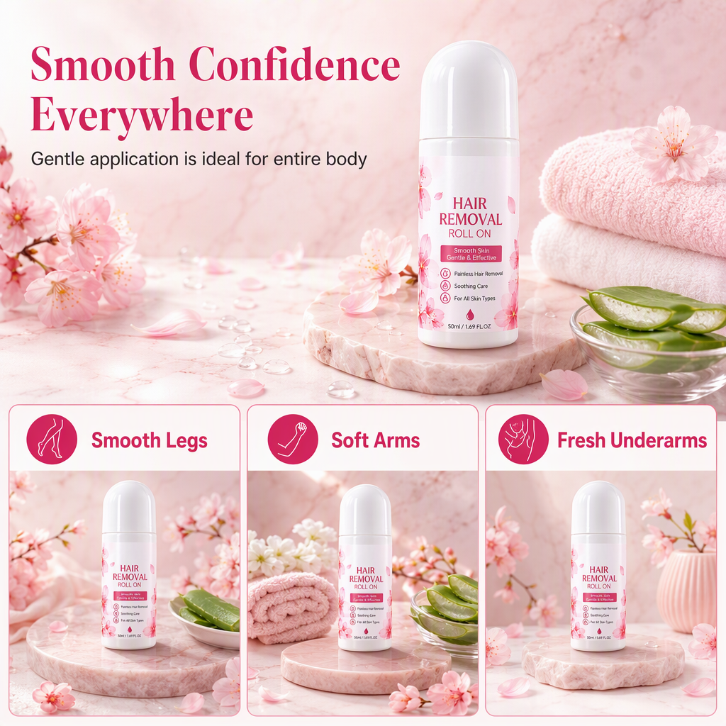 🥳2026 HOT SALE🥳💞50K+ SOLD! 🍒✨ 50% OFF! Gentle Roll-On Body Hair Removal – soothing cherry blossom, precise rollerball, gentle on sensitive skin. Smooth & painless! 🛡️💚
