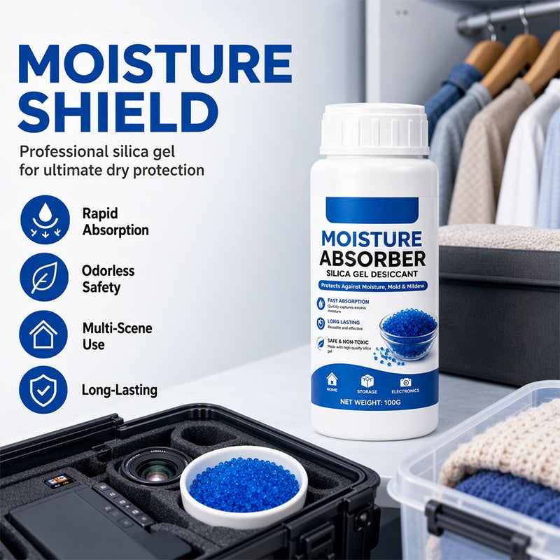 🥳2026 HOT SALE🥳💞50K+ SOLD! 💧🛡️ 50% OFF! Silica Moisture Absorber Beads – rapid moisture capture, odorless & safe. 100g compact bottle for closets, electronics & storage! 🏠✅