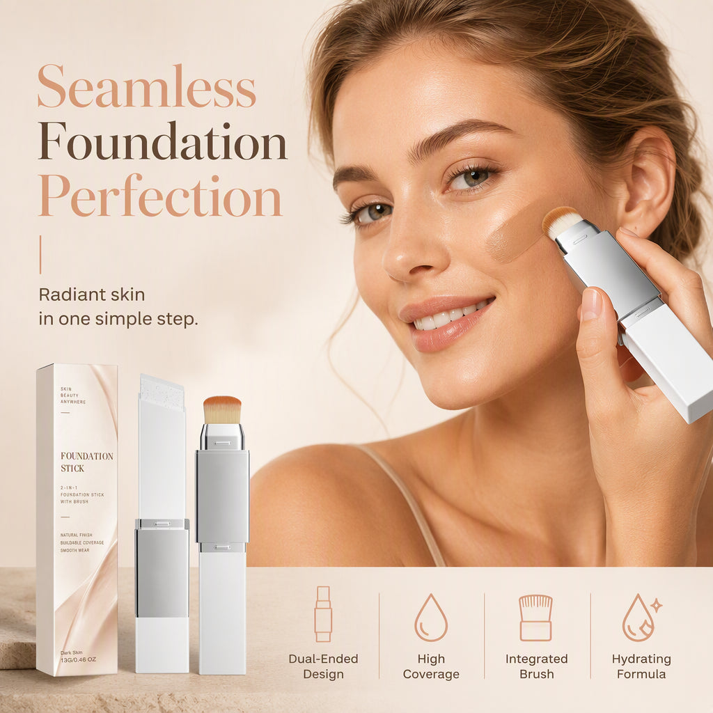 🥳2026 HOT SALE🥳💞50K+ SOLD! 💄✨ 50% OFF! 2-in-1 High Coverage Foundation Stick – creamy matte finish, conceals blemishes & redness, dual-ended for seamless blending. Flawless skin in one swipe! 🛡️💚