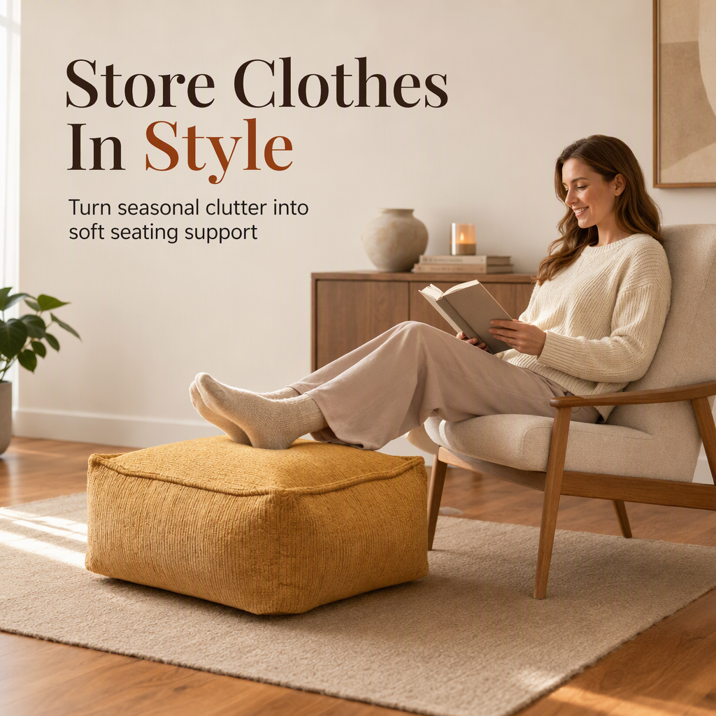 🥳2026 HOT SALE🥳💞50K+ SOLD! 🛋️🧶 LIMITED-TIME 50% OFF! Boho Storage Ottoman Pouf Cover – fill with clothes & blankets, supports 220 lbs, washable canvas. Tidy & cosy! 🏠✅