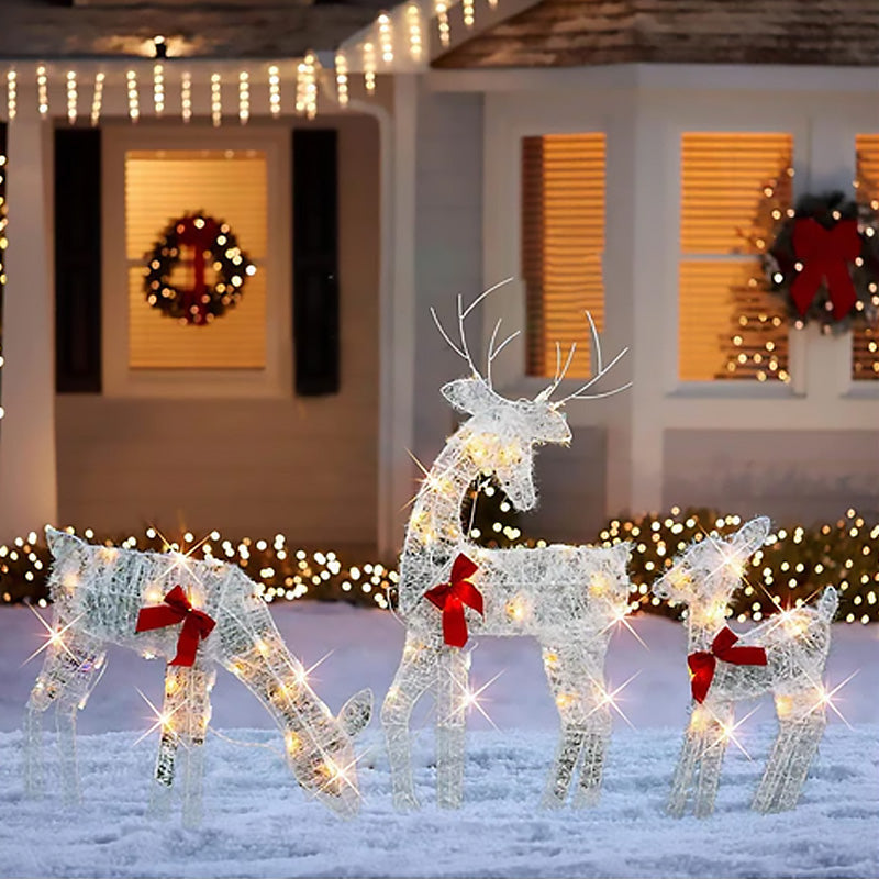 🥳2026 HOT SALE🥳💞50K+ SOLD! 🎄🦌 50% OFF! LED Christmas Reindeer Family Set – 3 pieces with lit bows, sturdy iron build. Warm festive glow for indoors & garden! ✨💚