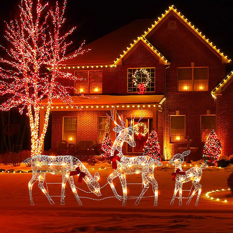 🥳2026 HOT SALE🥳💞50K+ SOLD! 🎄🦌 50% OFF! LED Christmas Reindeer Family Set – 3 pieces with lit bows, sturdy iron build. Warm festive glow for indoors & garden! ✨💚