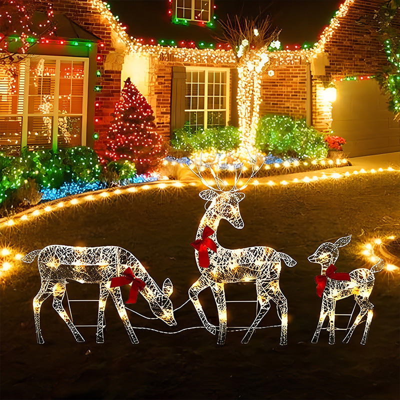 🥳2026 HOT SALE🥳💞50K+ SOLD! 🎄🦌 50% OFF! LED Christmas Reindeer Family Set – 3 pieces with lit bows, sturdy iron build. Warm festive glow for indoors & garden! ✨💚