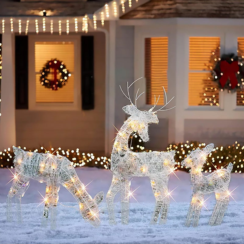 🥳2026 HOT SALE🥳💞50K+ SOLD! 🎄🦌 50% OFF! LED Christmas Reindeer Family Set – 3 pieces with lit bows, sturdy iron build. Warm festive glow for indoors & garden! ✨💚
