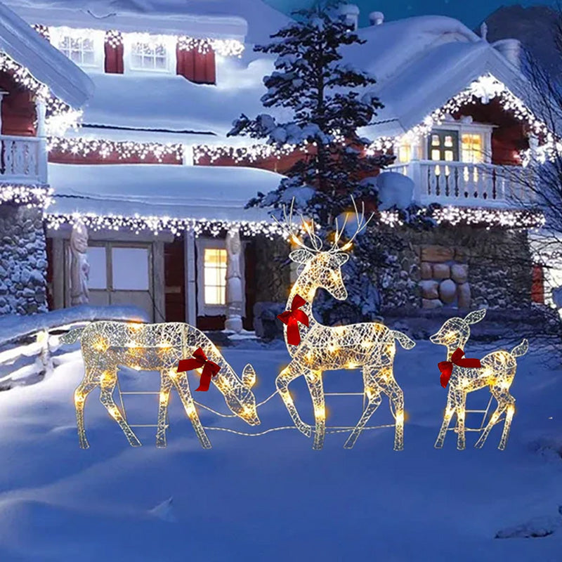 🥳2026 HOT SALE🥳💞50K+ SOLD! 🎄🦌 50% OFF! LED Christmas Reindeer Family Set – 3 pieces with lit bows, sturdy iron build. Warm festive glow for indoors & garden! ✨💚