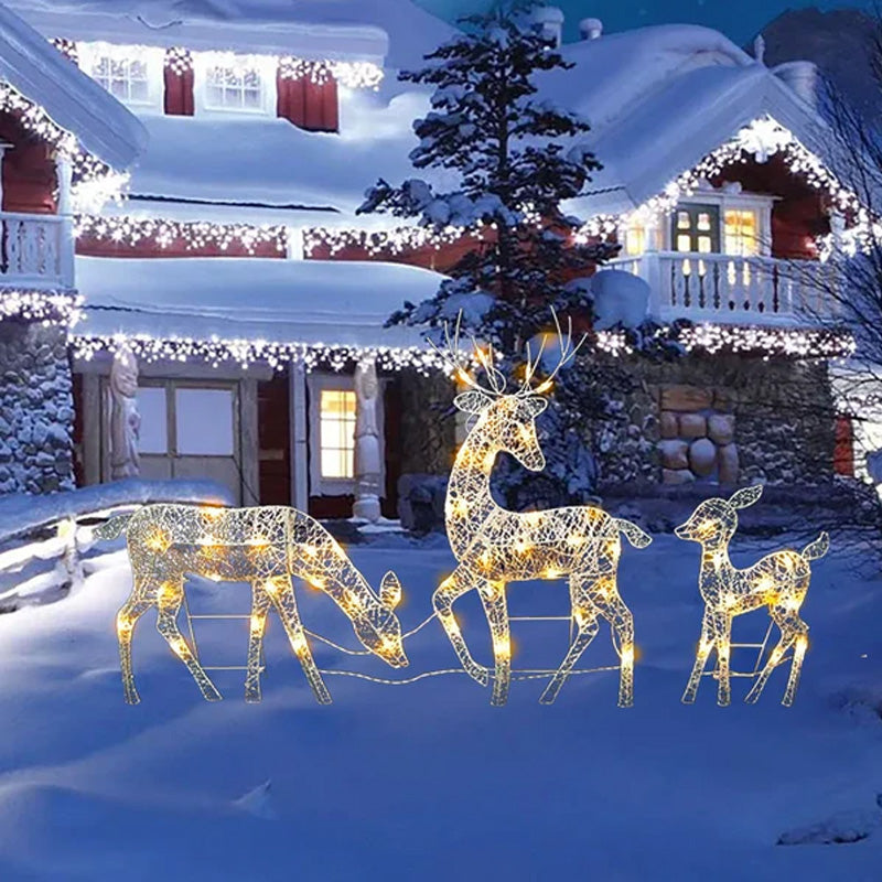 🥳2026 HOT SALE🥳💞50K+ SOLD! 🎄🦌 50% OFF! LED Christmas Reindeer Family Set – 3 pieces with lit bows, sturdy iron build. Warm festive glow for indoors & garden! ✨💚