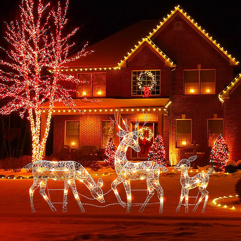 🥳2026 HOT SALE🥳💞50K+ SOLD! 🎄🦌 50% OFF! LED Christmas Reindeer Family Set – 3 pieces with lit bows, sturdy iron build. Warm festive glow for indoors & garden! ✨💚