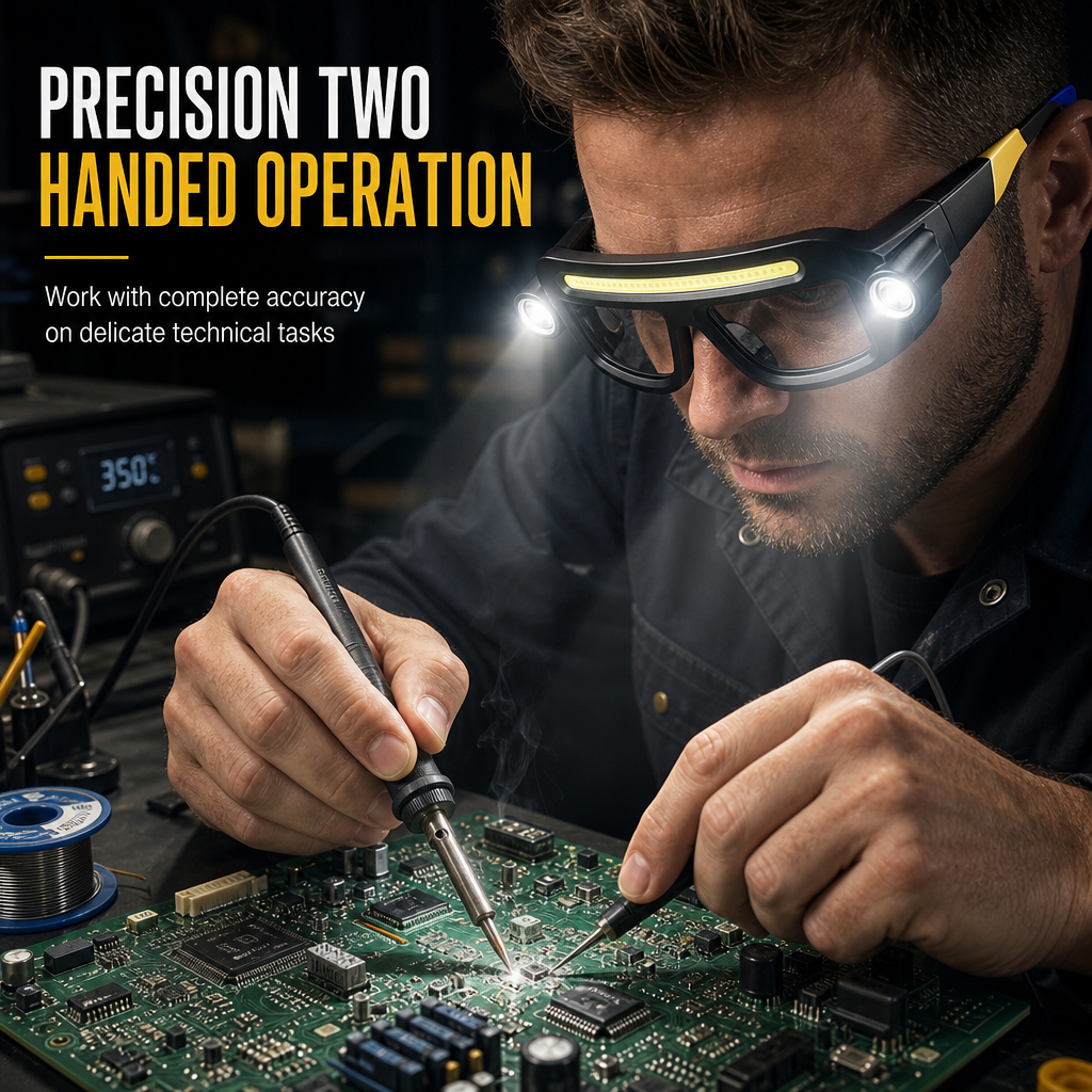🥳2026 HOT SALE🥳💞50K+ SOLD! 👓🔦 50% OFF! Hands-Free Clip-On Glasses Light – dual beam, 5 modes, USB rechargeable. Perfect for reading, hiking & repairs! 🛡️💪