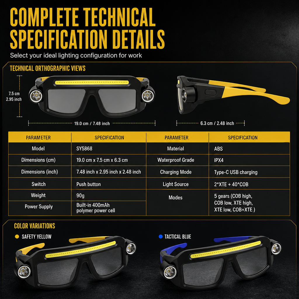 🥳2026 HOT SALE🥳💞50K+ SOLD! 👓🔦 50% OFF! Hands-Free Clip-On Glasses Light – dual beam, 5 modes, USB rechargeable. Perfect for reading, hiking & repairs! 🛡️💪