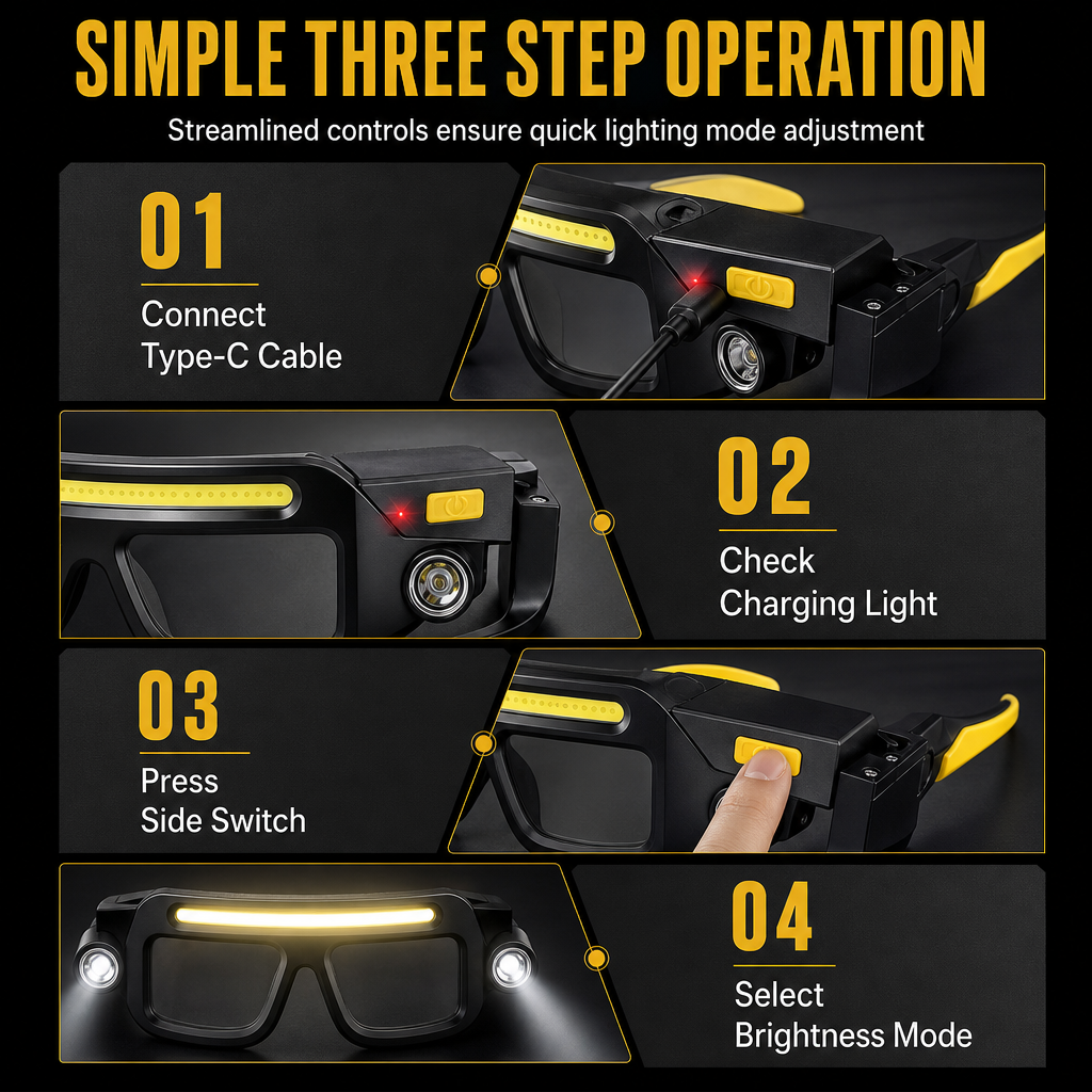🥳2026 HOT SALE🥳💞50K+ SOLD! 👓🔦 50% OFF! Hands-Free Clip-On Glasses Light – dual beam, 5 modes, USB rechargeable. Perfect for reading, hiking & repairs! 🛡️💪