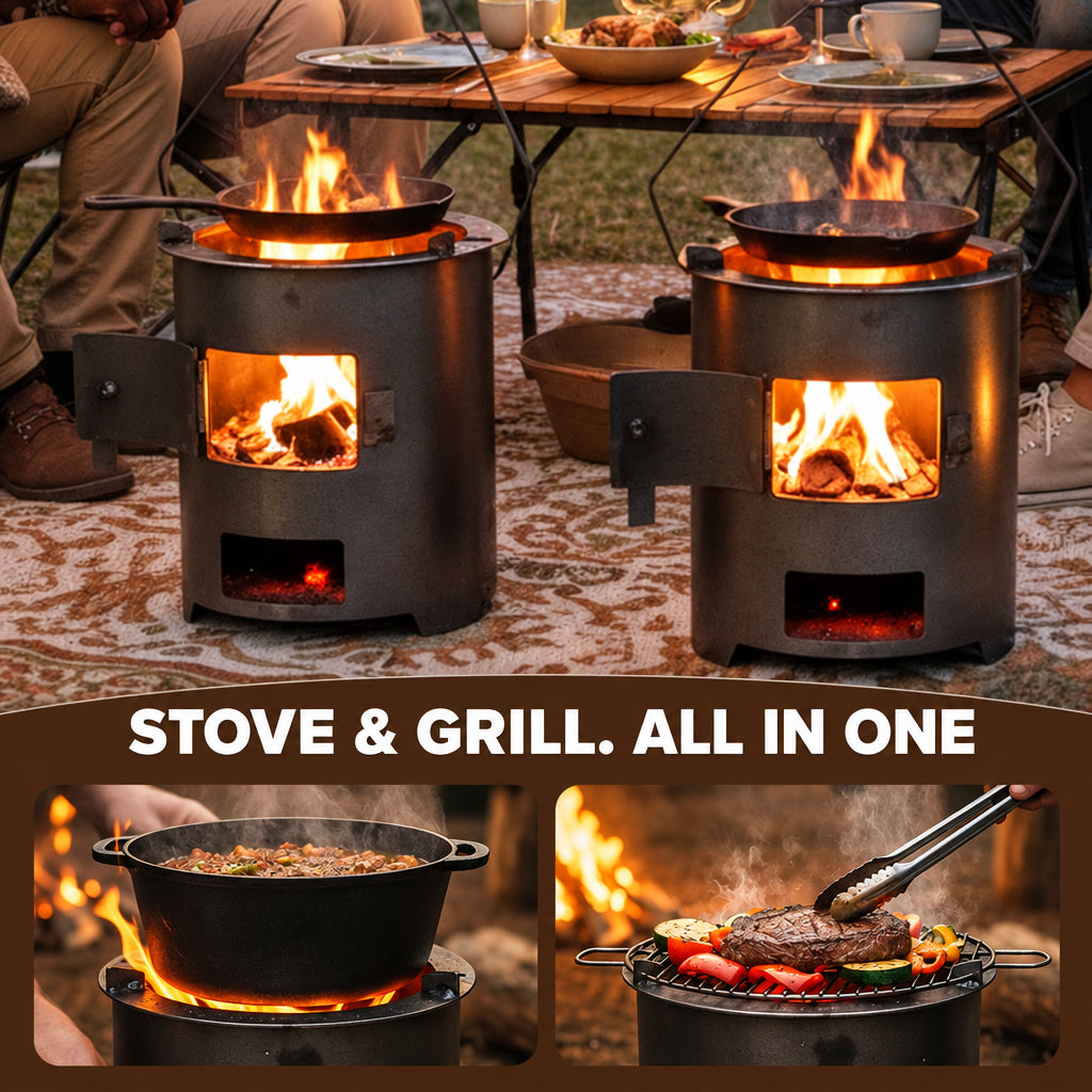 🥳2026 HOT SALE🥳💞50K+ SOLD! 🔥🍳 50% OFF! Portable Multi-Functional Stove – efficient combustion, cook & heat, durable metal, easy carry. Perfect for camping & patio! 🏕️💪