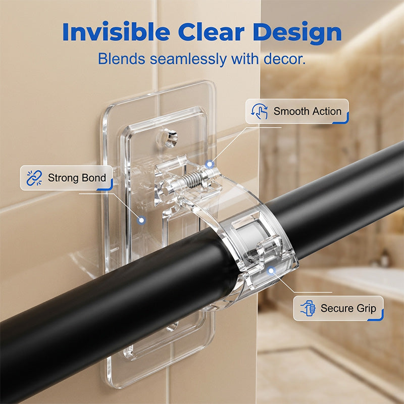 🥳2026 HOT SALE🥳💞50K+ SOLD!♻💎 Heavy-Duty Self-Adhesive Rod Brackets – no drilling, damage-free, holds up to 7.7kg. Invisible & secure for curtains! 🏠✅