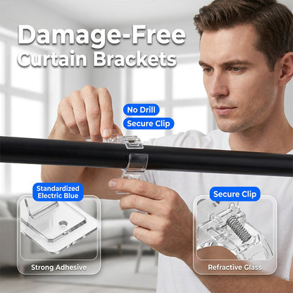 🥳2026 HOT SALE🥳💞50K+ SOLD!♻💎 Heavy-Duty Self-Adhesive Rod Brackets – no drilling, damage-free, holds up to 7.7kg. Invisible & secure for curtains! 🏠✅