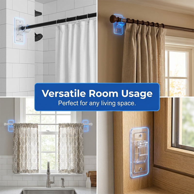🥳2026 HOT SALE🥳💞50K+ SOLD!♻💎 Heavy-Duty Self-Adhesive Rod Brackets – no drilling, damage-free, holds up to 7.7kg. Invisible & secure for curtains! 🏠✅