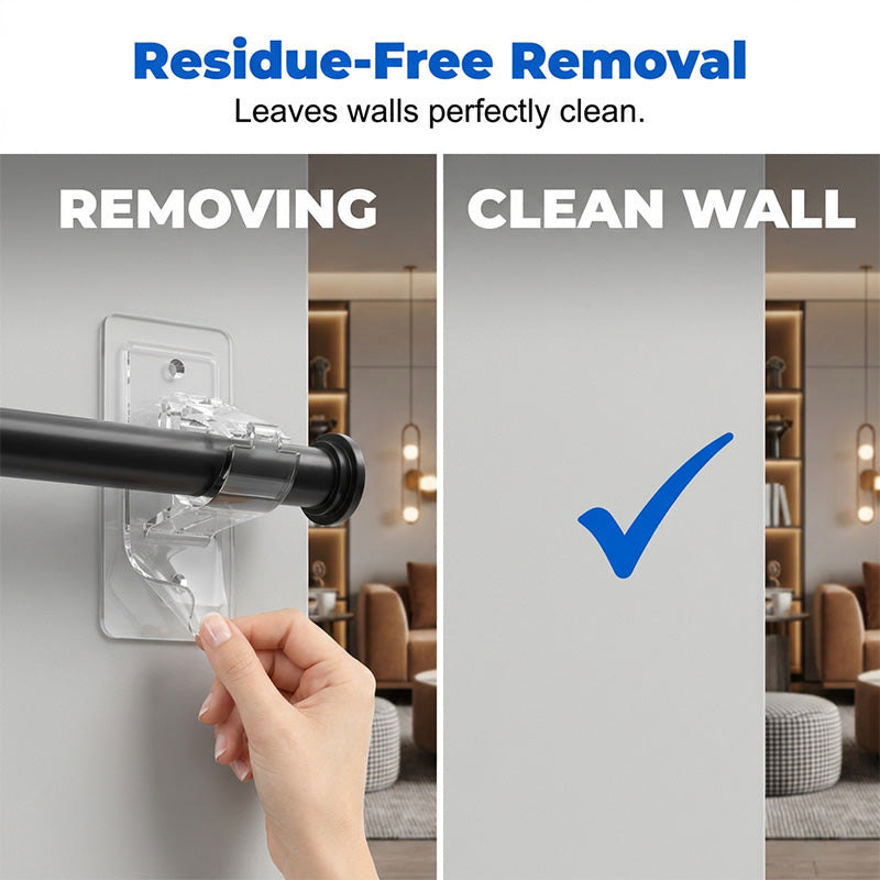 🥳2026 HOT SALE🥳💞50K+ SOLD!♻💎 Heavy-Duty Self-Adhesive Rod Brackets – no drilling, damage-free, holds up to 7.7kg. Invisible & secure for curtains! 🏠✅
