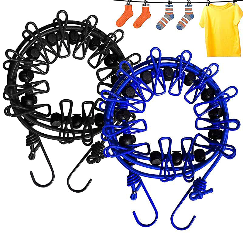 🥳2026 HOT SALE🥳💞50K+ SOLD! 🧺✨ 50% OFF! Portable Elastic Travel Clothes Rack – 12 anti-slip clips with positioning beads, steel hooks for anywhere. Lightweight 127g, perfect for travel & camping! 🛡️💪