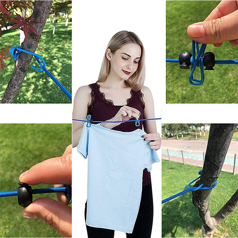 🥳2026 HOT SALE🥳💞50K+ SOLD! 🧺✨ 50% OFF! Portable Elastic Travel Clothes Rack – 12 anti-slip clips with positioning beads, steel hooks for anywhere. Lightweight 127g, perfect for travel & camping! 🛡️💪