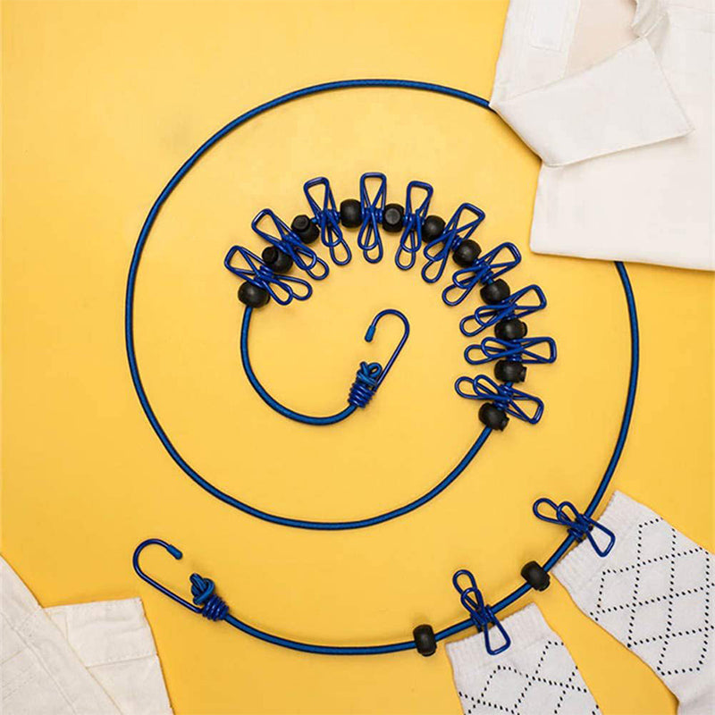 🥳2026 HOT SALE🥳💞50K+ SOLD! 🧺✨ 50% OFF! Portable Elastic Travel Clothes Rack – 12 anti-slip clips with positioning beads, steel hooks for anywhere. Lightweight 127g, perfect for travel & camping! 🛡️💪