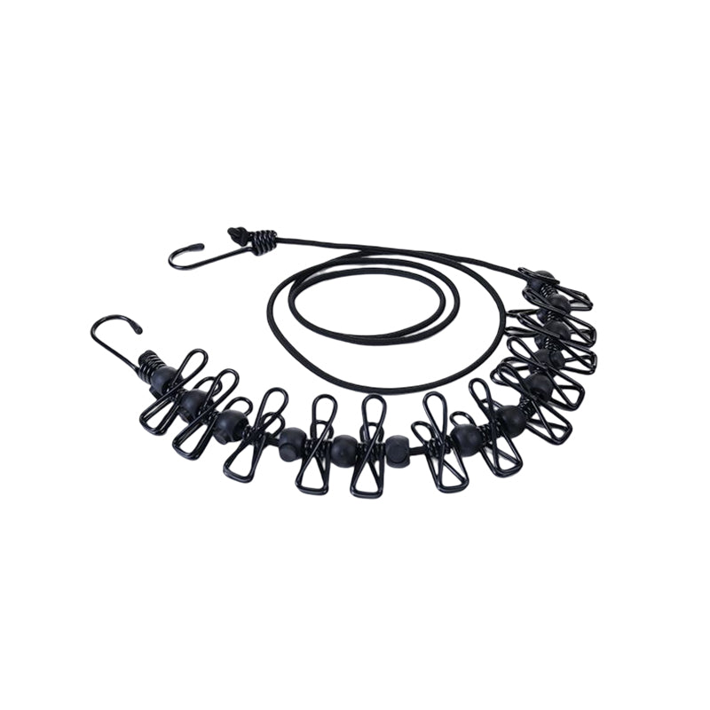 🥳2026 HOT SALE🥳💞50K+ SOLD! 🧺✨ 50% OFF! Portable Elastic Travel Clothes Rack – 12 anti-slip clips with positioning beads, steel hooks for anywhere. Lightweight 127g, perfect for travel & camping! 🛡️💪