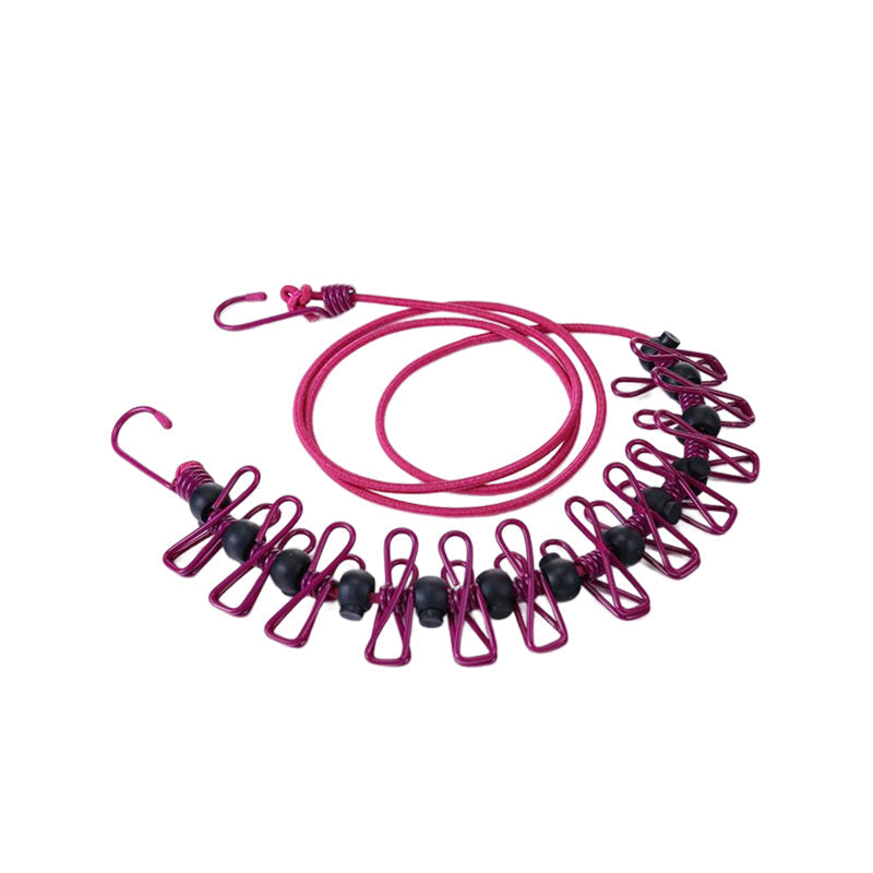 🥳2026 HOT SALE🥳💞50K+ SOLD! 🧺✨ 50% OFF! Portable Elastic Travel Clothes Rack – 12 anti-slip clips with positioning beads, steel hooks for anywhere. Lightweight 127g, perfect for travel & camping! 🛡️💪