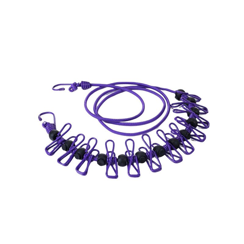 🥳2026 HOT SALE🥳💞50K+ SOLD! 🧺✨ 50% OFF! Portable Elastic Travel Clothes Rack – 12 anti-slip clips with positioning beads, steel hooks for anywhere. Lightweight 127g, perfect for travel & camping! 🛡️💪
