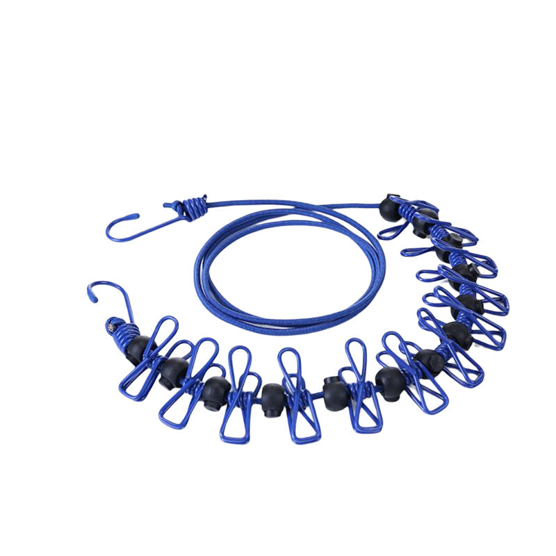 🥳2026 HOT SALE🥳💞50K+ SOLD! 🧺✨ 50% OFF! Portable Elastic Travel Clothes Rack – 12 anti-slip clips with positioning beads, steel hooks for anywhere. Lightweight 127g, perfect for travel & camping! 🛡️💪