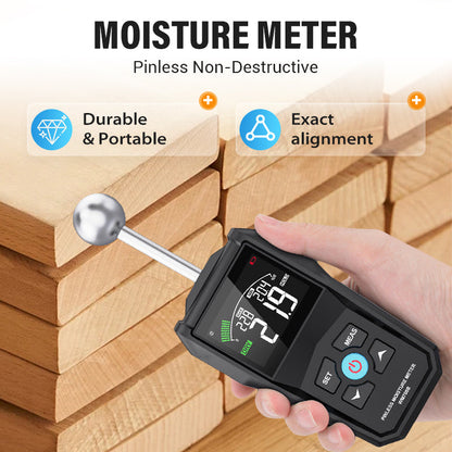 🥳2026 HOT SALE🥳💞50K+ SOLD! 📏💧 50% OFF! Pinless Moisture Meter – non-destructive detection for walls, wood & concrete. Color LCD, WET/RISK/DRY alarm. Find leaks fast! 🛡️✅