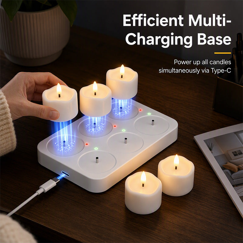 🥳2026 HOT SALE🥳💞50K+ SOLD! 🕯️🔋 50% OFF! Rechargeable Flameless LED Tea Lights – multi-charging base, remote dimmer & timer, 30-40h glow. Safe, cosy ambience! 🏠💚