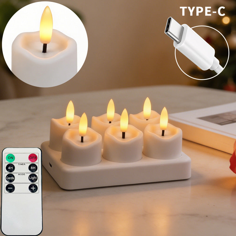 🥳2026 HOT SALE🥳💞50K+ SOLD! 🕯️🔋 50% OFF! Rechargeable Flameless LED Tea Lights – multi-charging base, remote dimmer & timer, 30-40h glow. Safe, cosy ambience! 🏠💚