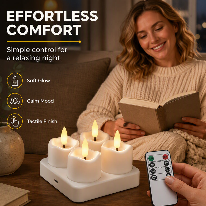 🥳2026 HOT SALE🥳💞50K+ SOLD! 🕯️🔋 50% OFF! Rechargeable Flameless LED Tea Lights – multi-charging base, remote dimmer & timer, 30-40h glow. Safe, cosy ambience! 🏠💚