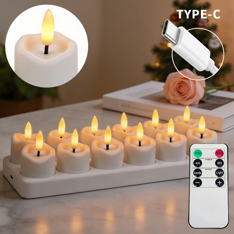 🥳2026 HOT SALE🥳💞50K+ SOLD! 🕯️🔋 50% OFF! Rechargeable Flameless LED Tea Lights – multi-charging base, remote dimmer & timer, 30-40h glow. Safe, cosy ambience! 🏠💚