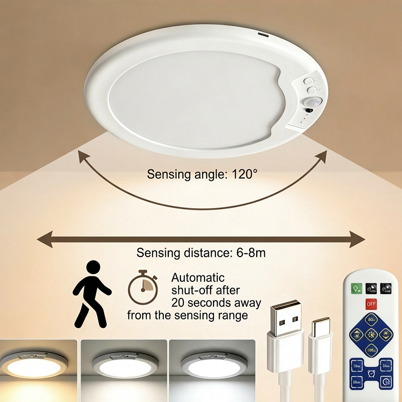 🥳2026 HOT SALE🥳💞50K+ SOLD! 💡✨ 50% OFF! Rechargeable Motion Sensor Ceiling Light – wireless, auto on/off, 3 colour temperatures & remote control. Light only when you need it! 🛡️✅