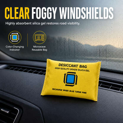 🥳2026 HOT SALE🥳💞50K+ SOLD! 🚗💧 50% OFF! Reusable Silica Gel Car Dehumidifier Bag – absorbs cabin moisture, clears foggy windshields & colour window shows when to recharge. Leak-proof & reusable! 🛡️✅