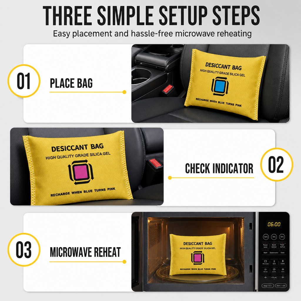🥳2026 HOT SALE🥳💞50K+ SOLD! 🚗💧 50% OFF! Reusable Silica Gel Car Dehumidifier Bag – absorbs cabin moisture, clears foggy windshields & colour window shows when to recharge. Leak-proof & reusable! 🛡️✅