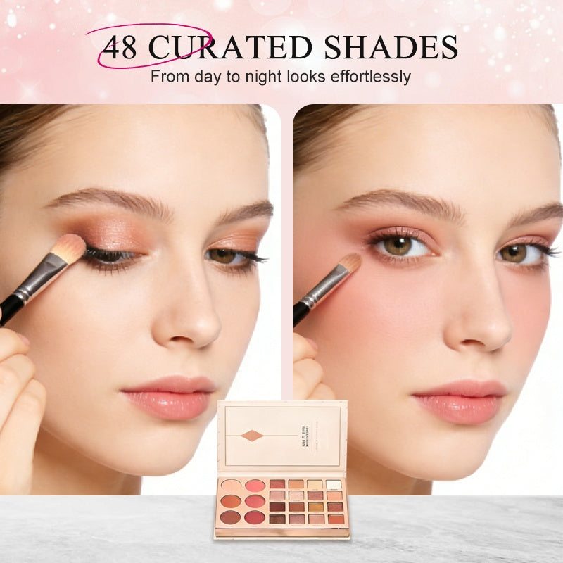🥳2026 HOT SALE🥳💞50K+ SOLD! 💄🎨 50% OFF! 48-Colour All-in-One Makeup Book – eyeshadow, blush, contour, highlight & lip colours. Matte, pearl & glitter for daily or party looks! ✨💪