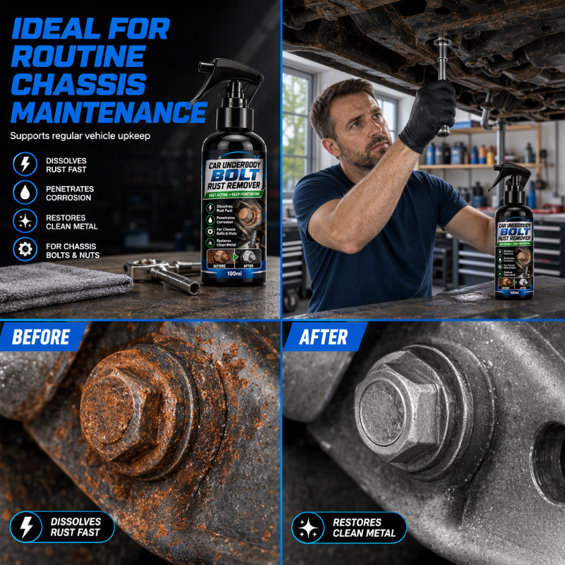 🥳2026 HOT SALE🥳💞50K+ SOLD! 🔧🚗 50% OFF! Quick Acting Rust Remover Spray – dissolves rust fast, penetrates deep into chassis bolts & nuts. Easy 3-step, restores metal! 🛡️✅