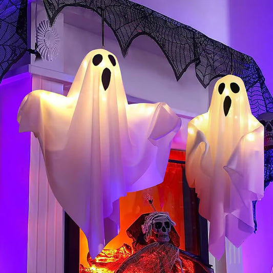 🥳2026 HOT SALE🥳💞50K+ SOLD! 👻🎃 50% OFF! Glowing Ghost Chandelier – dynamic light effects, weatherproof & battery operated. Spooky Halloween party decor! 🛡️✅