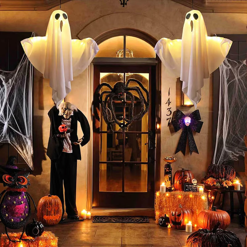 🥳2026 HOT SALE🥳💞50K+ SOLD! 👻🎃 50% OFF! Glowing Ghost Chandelier – dynamic light effects, weatherproof & battery operated. Spooky Halloween party decor! 🛡️✅