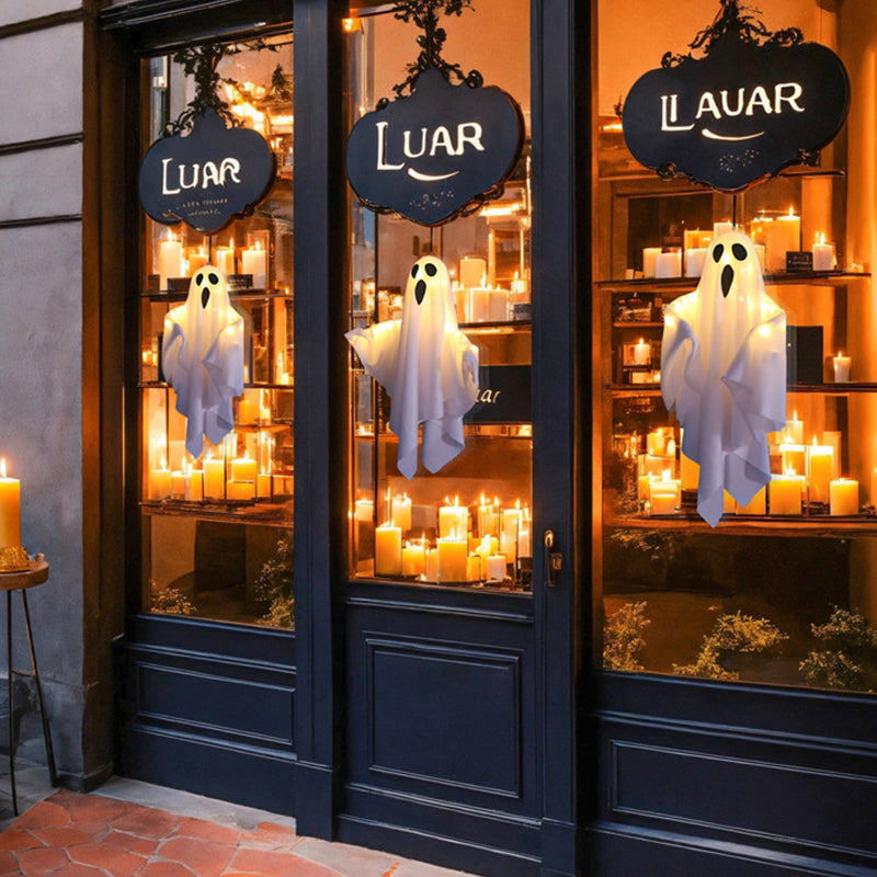🥳2026 HOT SALE🥳💞50K+ SOLD! 👻🎃 50% OFF! Glowing Ghost Chandelier – dynamic light effects, weatherproof & battery operated. Spooky Halloween party decor! 🛡️✅
